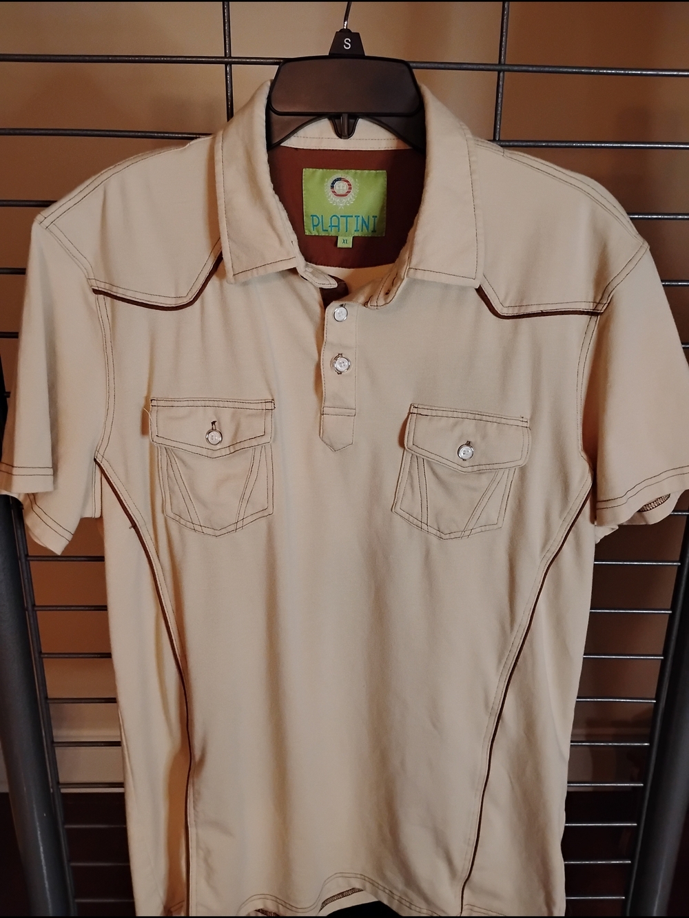 Platini Men’s Light Beige Short-Sleeve Polo Shirt‎ Size XL